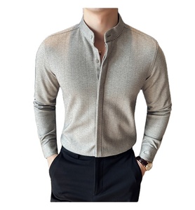<span class=keywords><strong>Camicia</strong></span> di lana calda spazzolata autunno e inverno <span class=keywords><strong>camicia</strong></span> di fascia alta da <span class=keywords><strong>uomo</strong></span> con colletto alto a righe - Product Image 2