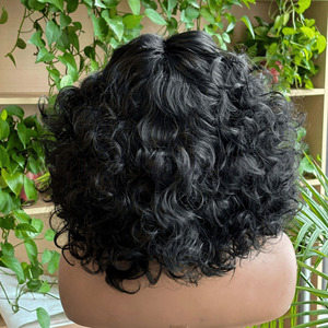 <span class=keywords><strong>Parrucca</strong></span> <span class=keywords><strong>Afro</strong></span> Ricci Corti in Fibra Resistente al Calore, Densità 180%, Nera, Senza Colla, per Donne Africane - Product Image 4