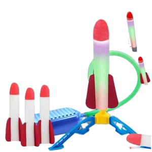 Jouet éducatif fusée volante HY Toys pour garçons et filles, canon à billes volantes en plastique durable, lancement au pied, extérieur - Product Image 1