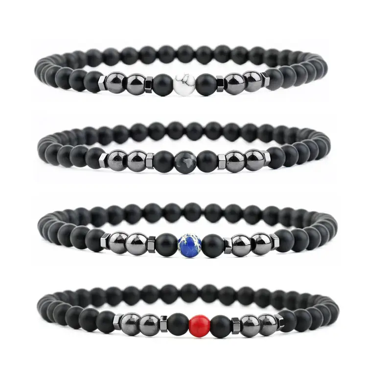 SC Hot Selling 6mm Black Obsidian Perlen Fußkettchen Armbänder Gesunde schlanke Angst Linderung Magnetfeld therapie Hämatit Fußkettchen Frauen