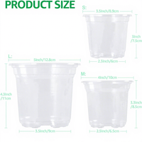 Pots de pépinière en PET transparent renforcé P474 Bluepro, 36 paquets, 3,5/4/5/6/6,5 pouces, avec trous de drainage, pots en plastique pour plantes, semis
