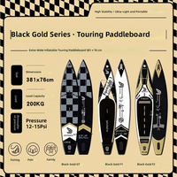 Planche de paddle gonflable 381x76cm noir et or F2 Drop Stitch Race SUP pour adultes, sports nautiques