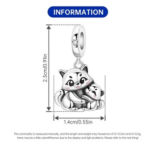 <b>Cute</b> cartoon animal pendants, made of white brass, with a heart design, perfect for DIY <b>bracelets</b>, a gift suitable for both men - Product Image 4