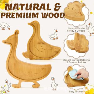 Silly Goose Wooden Serving <b>Tray</b> Set Duck Shape Fruit <b>Snack</b> Plate Natural Wood Food Safe Sturdy Durable Smooth Surface Easy Clean - Product Image 4