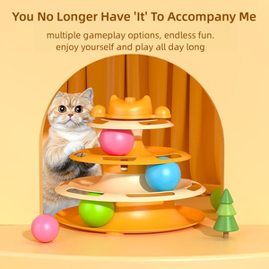 ของเล่นแมว ไม้ล่อแมว จานหมุนสองinหนึ่ง <span class=keywords><strong>หอ</strong></span>คอยอวกาศสี่ชั้น ขัดเงาอย่างดี ไม่ทำร้ายอุ้งเท้าแมว - Product Image 3