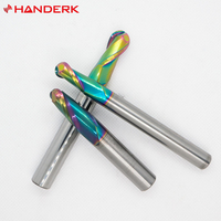 HANDERK DLC dilapisi bola hidung End Mill untuk Aluminium 2/4F Hrc55 bola hidung Milling Cutter untuk alat mesin CNC