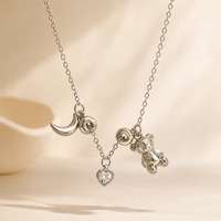 Collier pendentif multi-couches SUMMLY en forme d'ours, de lune et de cœur, plaqué or 18 carats, en acier inoxydable, colliers superposables pour femmes, bijoux quotidiens