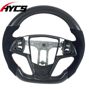 Accesorios Interiores para Automóviles, Volante Deportivo de Fibra de Carbono y Gamuza para <span class=keywords><strong>Cadillac</strong></span> ATS-V, <span class=keywords><strong>CTS</strong></span>-V, ATS, ATSL, Diseño Deportivo con Base Plana - Product Image 3