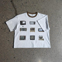 Haute qualité col rond 100% coton recadrée t-shirt en gros logo personnalisé impression contraste couleur col t-shirt pour hommes