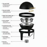 Réchauds alimentaires professionnels en acier inoxydable 9L, ensemble de plats de maintien au chaud pour buffet, équipement de restauration pour fêtes et événements, à alcool, écoénergétique