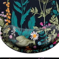 Ensemble de tapis de souris en mousse à mémoire de forme à motif floral, support ergonomique pour le poignet, repose-clavier, tapis de tasse, accessoires de bureau rectangulaires