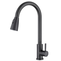 Robinet de cuisine en acier inoxydable à poignée unique, rotatif à 360 degrés, avec deux modes de jet et douchette extractible, prix usine