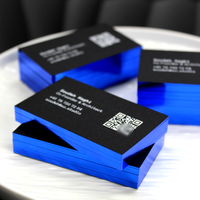 Cartes de visite professionnelles de luxe personnalisées en gros avec estampage à chaud, bordure dorée colorée, impression de code QR, papier noir épais