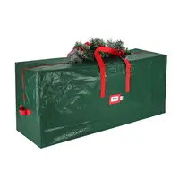Bolsa de almacenamiento de ornamento de Navidad, bolsa de lona enrollable de gran capacidad, color rojo y verde, estilo árbol de Navidad con rueda, venta al por mayor