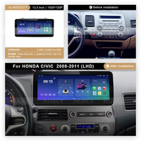 Panel de Navegación GPS de 12,3 Pulgadas para HONDA CIVIC 2008-2011 LHD, Marco para DVD de Coche, Radio Estéreo, Fascia 2din, Kit de Embellecedor de Tablero para Montaje de Audio