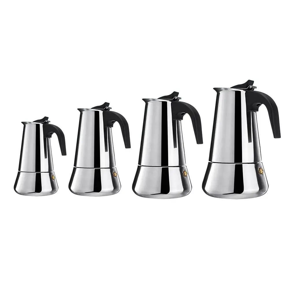 Pembuat Kopi Moka Pot Kopi Espresso Geyser Kompor Stainless Steel Peralatan Kopi Filter Perkolator Moka