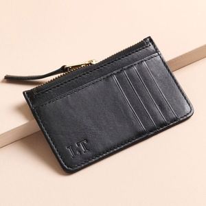 Personalized Name Smooth Leather Credit <b>Card</b> <b>Holder</b> Mini <b>Wallet</b> With Zipper Coin Gift Bag for Men - Product Image 4