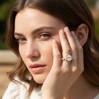 Nouveauté, bague en argent sterling 925 de haute qualité, moissanite, plaquée or 18 carats, bague tendance pour femmes