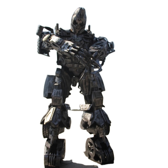 Guangzhou Factory Good Quality Black Color Metal Shinny Looking Reasitic Walking Silver Robot Costume Led Robot