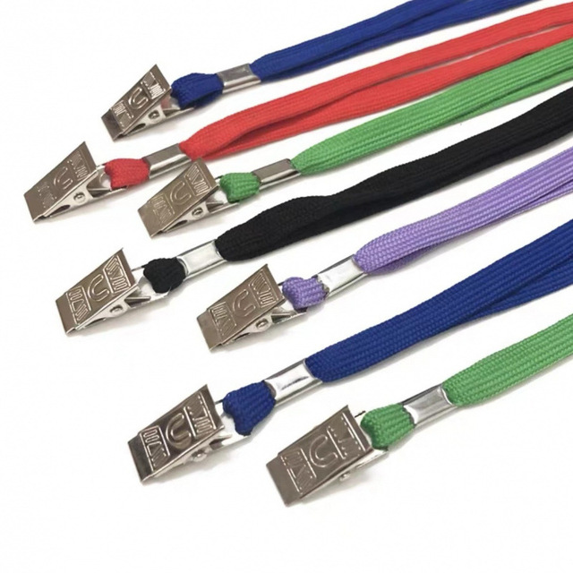 Office Accessories Flat Tube Neck Lanyard With Bulldog Clip for ID Card Name Tags Badge Holders