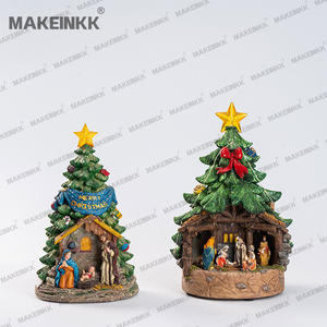 Résine faite à la main décoration de noël cadeau artisanat neige boîte à musique arbre ornement dessin animé père noël boule de cristal pour <span class=keywords><strong>les</strong></span> enfants - Product Image 6