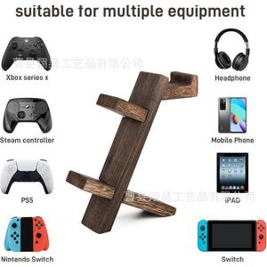 Wooden Game <b>Controller</b> Stand With Headphone Holder Desktop Storage Rack For <b>Gaming</b> Accessories - Product Image 4