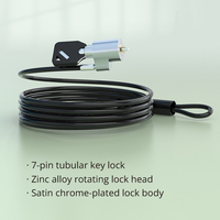 Câble de sécurité antivol tubulaire en alliage de zinc MK805 de 1,8 m, qualité supérieure, personnalisé, avec deux clés pour ordinateur portable