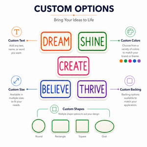 Patchs perlés faits à la main, assortiment de slogans motivants 'Believe', 'Thrive', 'Dream', badges brodés de perles de rocaille pour vestes, <span class=keywords><strong>en</strong></span> gros - Product Image 3