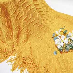 NEW Super Soft Acrylic Textured Solid Decorative <b>Throw</b> Lightweight Knitted Blanket <b>for</b> <b>Bed</b> and Sofa - Product Image 2