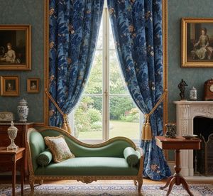 Decorative Cantonese Garden Blossom <b>Window</b> <b>Curtains</b> Dense Floral Panel 70% Light Blocking Elegant Fabric Drapes for Living Room - Product Image 2