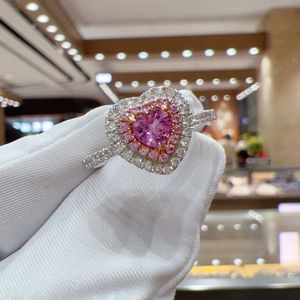 Bague en or 18 carats Xinfly avec diamant naturel de 0,31 ct et saphir rose de 0,40 ct, en forme de cœur, Au750, bijoux de mariage et de fiançailles, tendance et élégante - Product Image 5