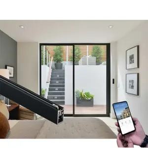 Ultra-narrow track electric single door app smart sensor automatic sliding Patio auto linear magnetic automatic doors