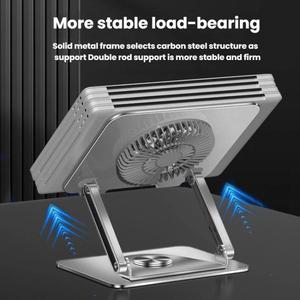 360 support d'ordinateur portable rotatif support de bureau en métal pliable pour ordinateurs portables 17.3 pouces tablettes avec ventilateur de refroidissement magnétique gris - Product Image 5