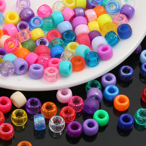 Vente <span class=keywords><strong>en</strong></span> gros de perles poney <span class=keywords><strong>en</strong></span> <span class=keywords><strong>plastique</strong></span> acrylique de 9mm décoration de tresses de cheveux perles à gros trous pour le bricolage accessoires de cheveux dreadlocks fabrication de bijoux - Product Image 1