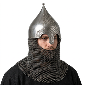CHk Vintage Medieval Viking Chainmail Helmet Handmade Lightweight Silver Polished Metal Armor Knight Home New Year Halloween - Product Image 1