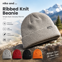 Bonnet en tricot côtelé avec logo métallique, revers pliable, chaud et extensible, pour l'hiver, usage quotidien en extérieur, personnalisable