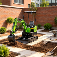 Mini-excavatrice monocylindre à refroidissement par ventilateur 7 kW, mini-excavatrice sur chenilles avec moteur Briggs & Stratton en option, mini-excavatrice de 1 tonne