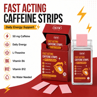 Bandes orales à action rapide OKTW à la caféine, vitamines B6 et B12, favorisant la vigilance et la concentration, saveur fraise menthe, en stock