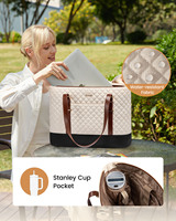 LOVEVOOK 15.6 Inch Women's Lightweight Laptop Briefcase Large Cup Holder Work Tote Summer Travel Business Bag for Teachers