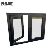 Ventanas Abatibles Modernas de Aluminio Penjoy, Vidrio Templado Triple, Malla de Fibra de Vidrio, Apertura Horizontal para Uso Exterior