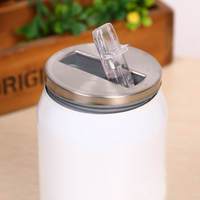 Vente en gros de bouteilles vierges de sublimation personnalisées 12oz 17 oz pour bricolage bouteille d'eau sous vide avec couvercle rabattable et paille