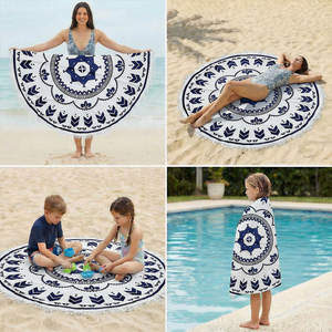 Telo Mare Rotondo in Microfibra Vellutata a Doppio Lato 200gsm, Anti-Sabbia, Turco, Sportivo, Compresso, Personalizzabile, per <span class=keywords><strong>Spiaggia</strong></span> e Esterni - Product Image 5