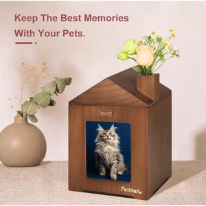 Petitian Wooden Pet Urn Rectangle Shape With Photo Window <b>For</b> Dog Cat Memorial Cremation <b>Ash</b> Storage Durable Material - Product Image 3