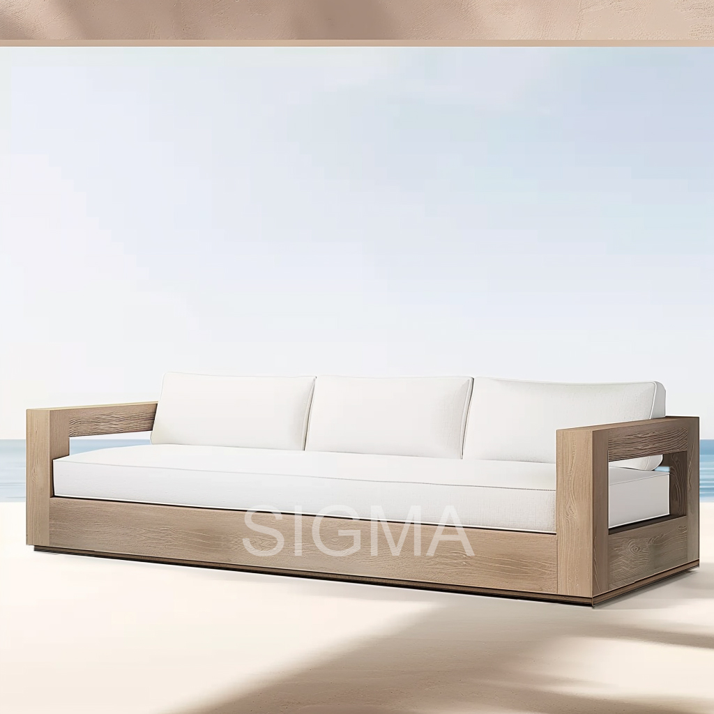 2024 Superior Quality Outdoor Furniture Sofa Sets Well Quality Natural Teak Solid Wooden Outdoor Sectional Sofa