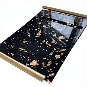 Plateau de service rectangulaire en résine multifonctionnel de qualité supérieure, couleur personnalisée, pour mariage et décoration intérieure Diwali - Product Image 1