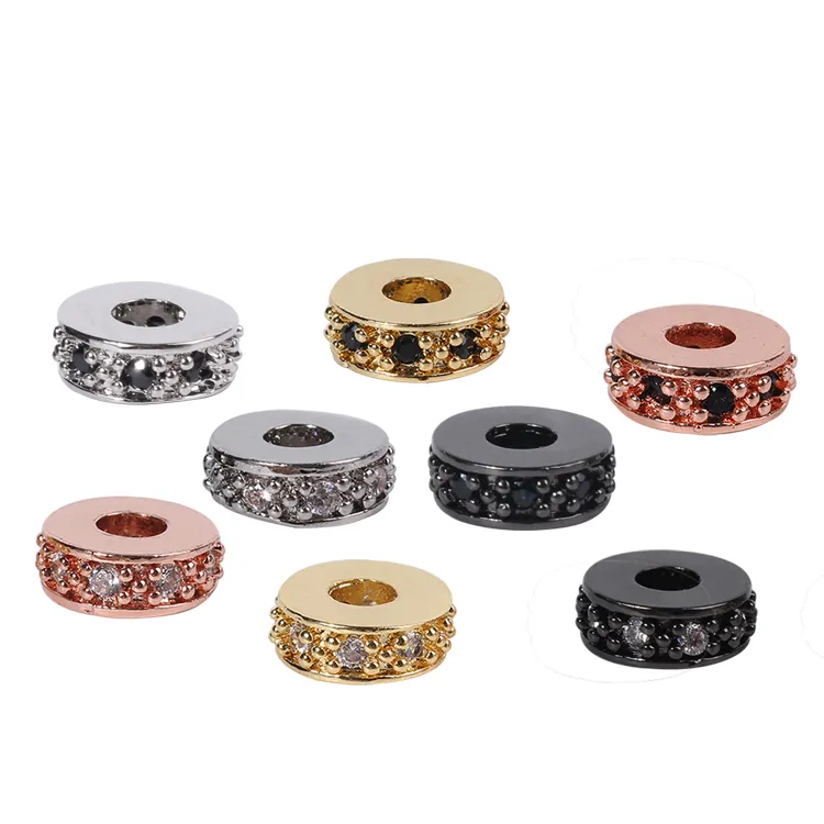 Copper Spacer Jewelry Making Micro Pave Zircon Charms Spacers for Jewelry Making DIY Spacers CZ Beads