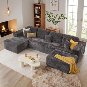 US in Stock Boneless 3-Seater Modular Convertible Black Velvet Fabric Modern Design Living Room Villa Set No Reviews - Product Image 3