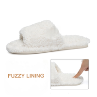 Chaussons douillets en peluche à bout ouvert, légers, antidérapants, à semelle souple et respirants pour femmes/hommes, pour une utilisation intérieure et extérieure