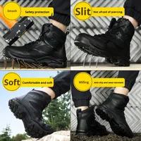 Bottes de sécurité neuves, bottes hautes, usage industriel, antidérapantes, anti-perforation, résistantes à l'usure, semelle en caoutchouc, embout en acier, automne, hiver, été