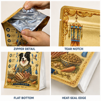 Sachet personnalisé pour aliments pour animaux de compagnie, imperméable, refermable avec fermeture éclair, en plastique, pour l'emballage des friandises pour chiens et chats